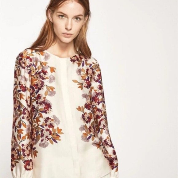 Massimo Dutti Floral Print Button Down Shirt Size US 6. - Picture 2 of 13